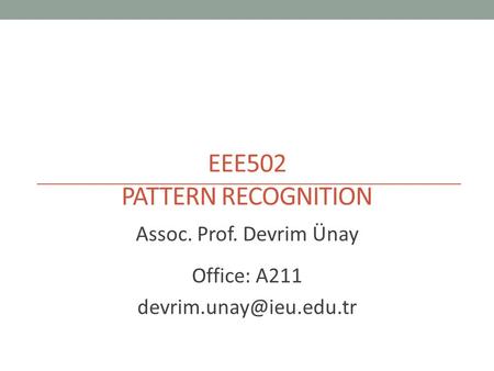 EEE502 Pattern Recognition