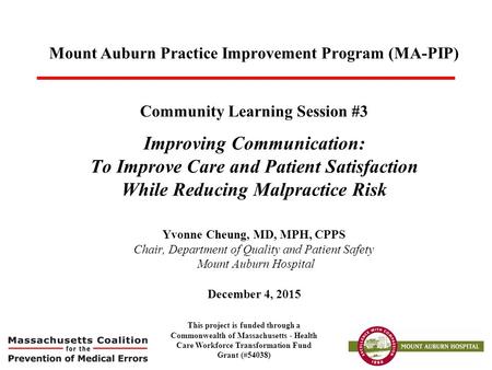 Mount Auburn Practice Improvement Program (MA-PIP)