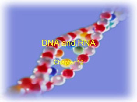 DNA and RNA Chapter 12.
