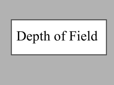 Depth of Field. SHALLOW Depth of Field *Use largest aperture – smallest f/stop # *Shoot in the shade – NO SUN! *Get close – 1-2 feet away *Use the Rule.