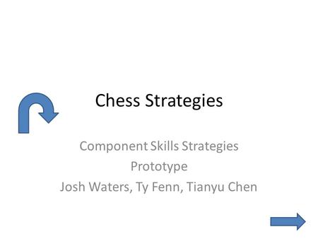 Chess Strategies Component Skills Strategies Prototype Josh Waters, Ty Fenn, Tianyu Chen.