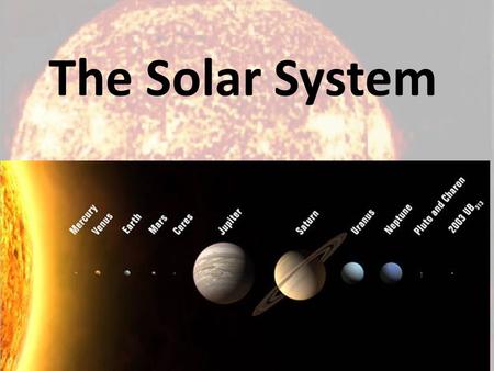 The Solar System. The Sun Temperatures: – core is 15,000,000 C – corona is 5,000 C Evidence of water? – yes What is the atmosphere made of? – hydrogen.