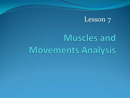 Muscles and Movements Analysis