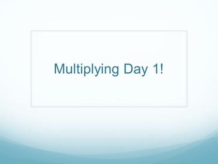 Multiplying Day 1!. Instructions Today you will use the following slides to practice multiplication using the box method. Remember that with the box method,