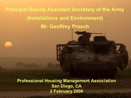 Principal Deputy Assistant Secretary of the Army