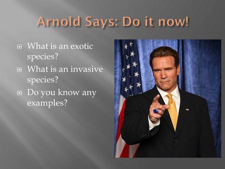 Arnold Says: Do it now! What is an exotic species?