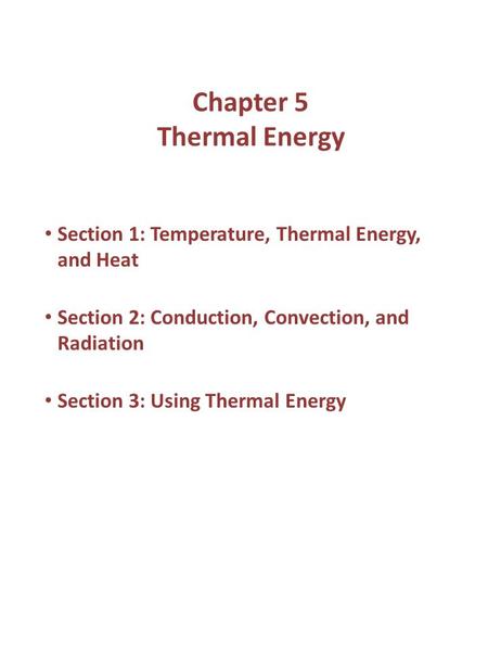 Chapter 5 Thermal Energy