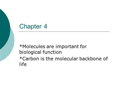 Chapter 4 *Molecules are important for biological function