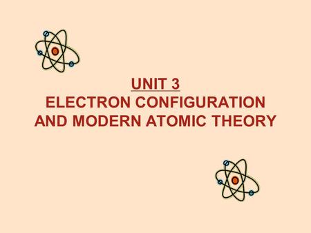UNIT 3 ELECTRON CONFIGURATION AND MODERN ATOMIC THEORY.