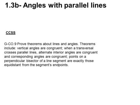 1.3b- Angles with parallel lines