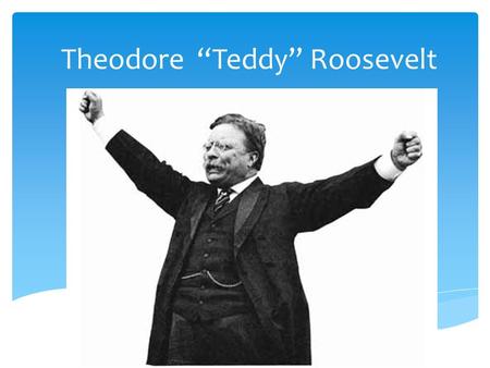 Theodore “Teddy” Roosevelt.  Prominent NY family  State legislator; Civil Service National Gov’t; Police Commission NYC; Governor NYC; Assistant Secr.