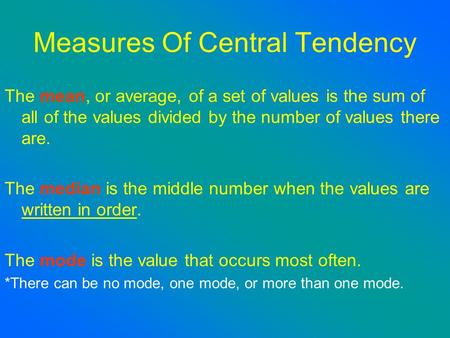 Measures Of Central Tendency