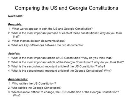 Comparing the US and Georgia Constitutions