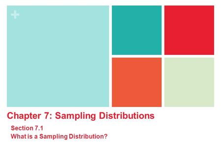 + Chapter 7: Sampling Distributions Section 7.1 What is a Sampling Distribution?