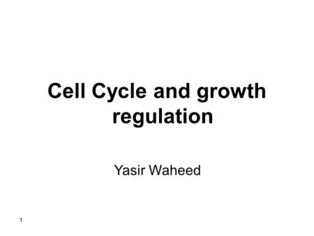 Cell Cycle and growth regulation
