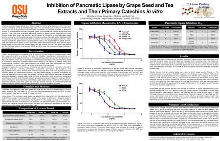 Pancreatic Lipase Inhibition IC 50 Chemicals. Plant extracts: grape seed, green tea, white tea, and TeaVigo ® were supplied by USANA Health Sciences, Inc.