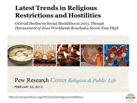 Latest Trends in Religious Restrictions and Hostilities Overall Decline in Social Hostilities in 2013, Though Harassment of Jews Worldwide Reached a Seven-Year.