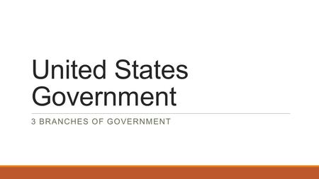 United States Government 3 BRANCHES OF GOVERNMENT.