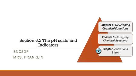 Section 6.2 The pH scale and Indicators