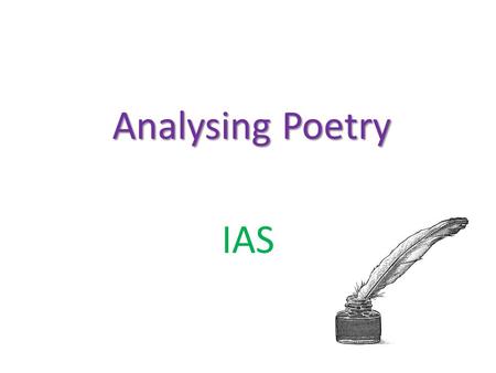 Analysing Poetry IAS.