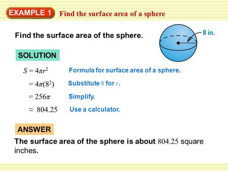 Find the surface area of a sphere