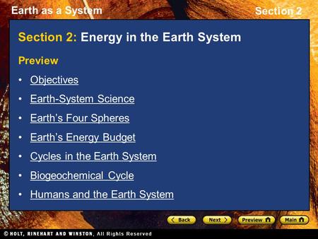 Section 2: Energy in the Earth System