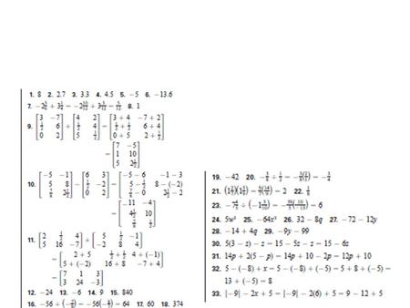Solving Equations Algebra 1 Review Simplifying Expressions 1.n – (-1) 2.|-5| + v 3.3 – (-a) 4.19 – (-y) 5.5r – (-r)