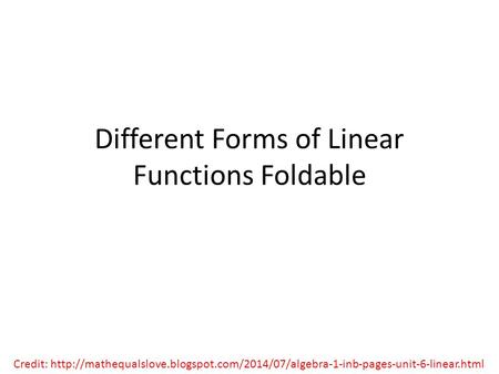 Different Forms of Linear Functions Foldable