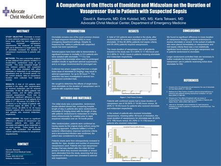 Poster Design & Printing by Genigraphics ® - 800.790.4001 A Comparison of the Effects of Etomidate and Midazolam on the Duration of Vasopressor Use in.