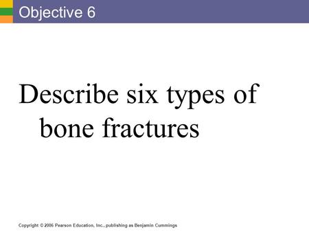 Describe six types of bone fractures