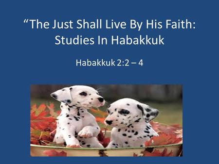 “The Just Shall Live By His Faith: Studies In Habakkuk Habakkuk 2:2 – 4.