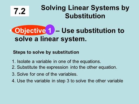 Solving Linear Systems by Substitution