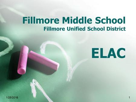 1/25/20161 Fillmore Middle School Fillmore Unified School District ELAC.