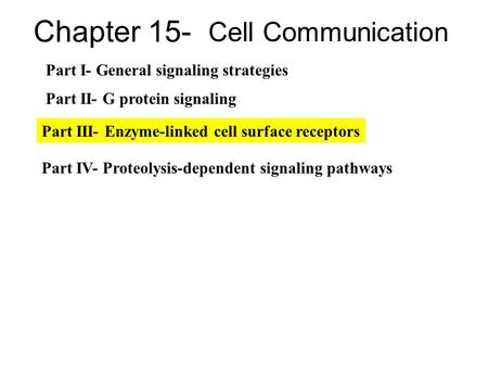 Chapter 15- Cell Communication Part I- General signaling strategies