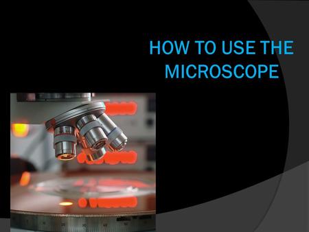 HOW TO USE THE MICROSCOPE