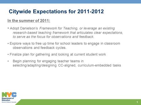 Citywide Expectations for