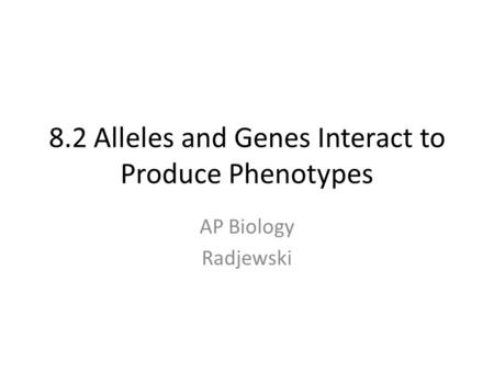 8.2 Alleles and Genes Interact to Produce Phenotypes AP Biology Radjewski.