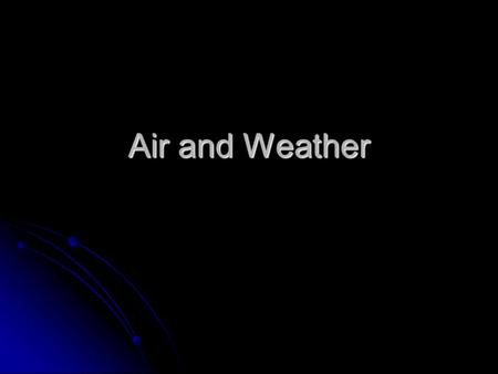 Air and Weather. What is in the air? Meteorology Study of Weather.