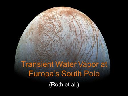 Transient Water Vapor at Europa’s South Pole (Roth et al.)