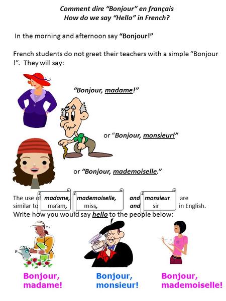 Comment dire “Bonjour” en français How do we say “Hello” in French?