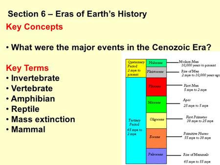 Section 6 – Eras of Earth’s History