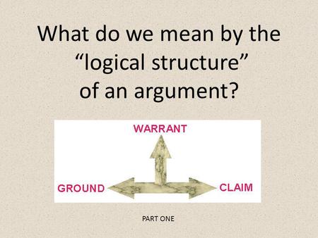 What do we mean by the “logical structure” of an argument? PART ONE.