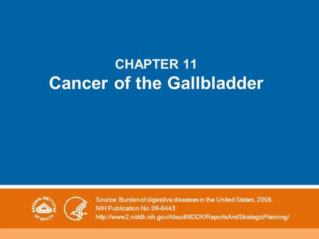 CHAPTER 11 Cancer of the Gallbladder Source: Burden of digestive diseases in the United States, 2008. NIH Publication No. 09-6443