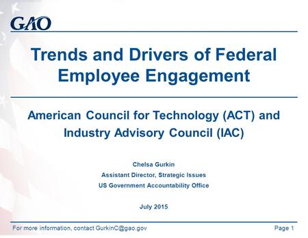 Trends and Drivers of Federal Employee Engagement