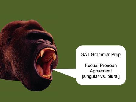 chomp! SAT Grammar Prep Focus: Pronoun Agreement [singular vs. plural] SAT Grammar Prep Focus: Pronoun Agreement [singular vs. plural]