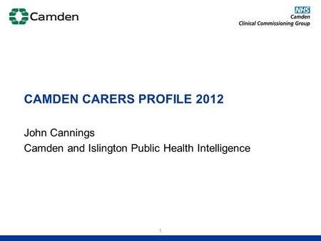 John Cannings Camden and Islington Public Health Intelligence CAMDEN CARERS PROFILE 2012 1.