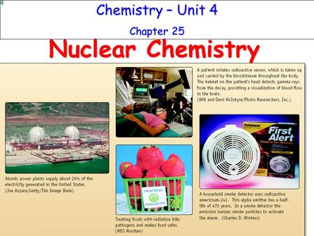 Chemistry – Unit 4 Chapter 25 Nuclear Chemistry.