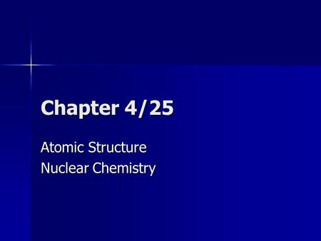 Chapter 4/25 Atomic Structure Nuclear Chemistry. A Long, Long Time Ago… Greek Philosophers- 4 elements are Earth, Water, Fire, and Air Greek Philosophers-