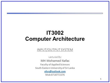IT3002 Computer Architecture