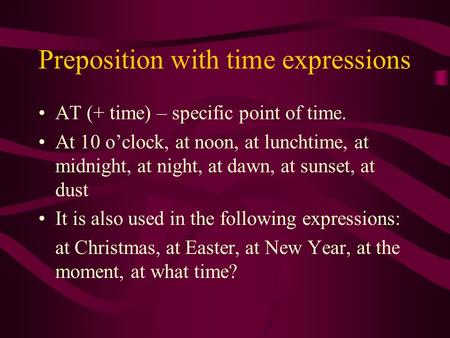 Preposition with time expressions